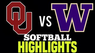 1 OU Sooners vs 5 Washington Huskies College Softball 2024 in Extra Innings [upl. by Ahsen]