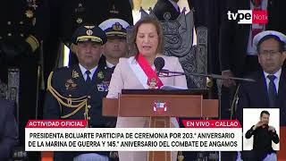 Presidenta de la República rinde homenaje a Miguel Grau Seminario héroe de la Batalla de Angamos [upl. by Eraste446]