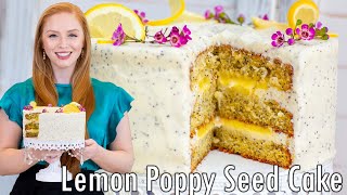 Lemon Poppy Seed Cake Recipe with Lemon Frosting  How To Cuisine [upl. by Herrle]