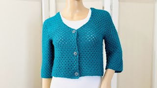 Tejer Chaqueta a Crochet Tutorial Patrón paso a paso [upl. by Erelia]