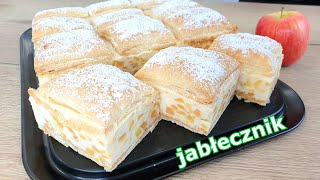 Kremówka  ciasto z jabłkami na cieście francuskim 🍏 szybki i pyszny jabłecznik do kawy ☕ [upl. by Sheline909]