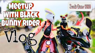 Meetup With Black Bunny Rider 😍 Bunny helmet cover  Cute Reactions🥰 [upl. by Kciredec33]