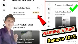 Comunity warning kaise hataye  how to remove youtube warning strike 2024 [upl. by Dahaf]