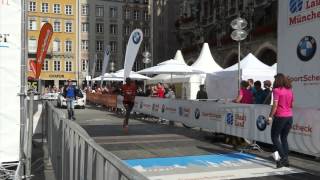 Stadtlauf München 2015 Zieleinlauf Kedir Burka  Sieger Halbmarathon [upl. by Ocir2]