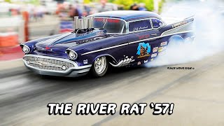 THE RIVER RAT XTREME INJECTED 57 CHEVY CLASSIC 582 CI BBC BYRON DRAGWAY [upl. by Evetta]