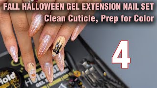 Fall Halloween Gel Extension Nails Set  4 Clean Cuticle Prep for Color Tutorial  How to Quick [upl. by Adav]