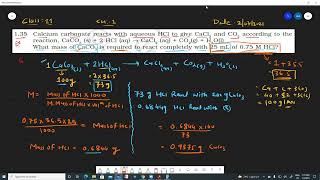 Calcium carbonate reacts with HCl What mass of CaCO3 is required to react with 25 mL of 075 M HCl [upl. by Abrahams]