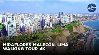 Walking Tour 4K  Malecón de Miraflores Lima  Perú [upl. by Jahn]