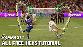 FIFA 21 ALL FREE KICKS TUTORIAL  KNUCKLEBALL TRIVELA DIPPING etc [upl. by Champagne]