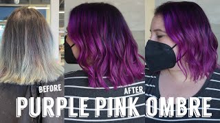 Hair Transformations with Lauryn Backcomb Teasing Balayage with Purple and Pink Ombre Ep 62 [upl. by Nerag]