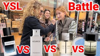 Women React to YSL Y EDP YSL La Nuit de LHomme  YSL LHomme amp YSL Kouros 💥 Street Battle [upl. by Dahsra43]