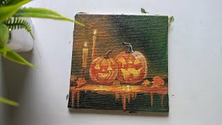 Acrylic Painting Tutorial  For Beginners  Halloween Spacial [upl. by Brandwein103]