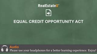 162 Equal Credit Opportunity Act ECOA  Georgia Real Estate License  RealEstateUtv [upl. by Rowland]