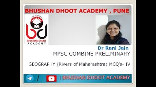 MPSC Combine Prelims Geography Rivers in Maharashtra Test by Dr Rani Jain Bhushan Dhoot Academy [upl. by Iderf524]