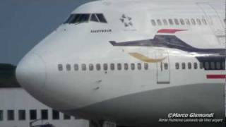 BOEING 747400 INCREDIBLE ENGINE SOUND  Rome Fiumicino Leonardo da Vinci [upl. by Huff853]