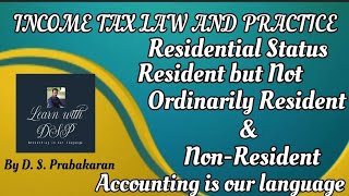 Income tax law and practiceResident but not ordinarily resident NonResidentBCom DegreesTamil [upl. by Leroj]