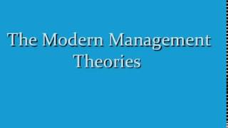 The Modern Management Theories [upl. by Acireh]