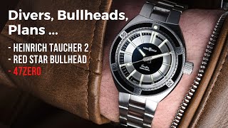 Heinrich Taucher 2 Prototype amp Red Star Bullhead Chronograph Watch Review [upl. by Nylarac]