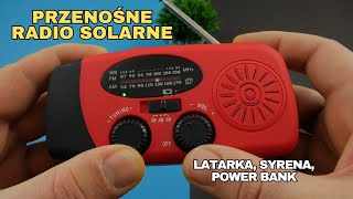 Przenośne RADIO z Panelem Solarnym Korba Latarka Power Bank Recenzja i Test [upl. by Leunam125]