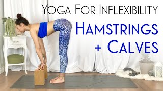 Beginners Yoga Stretches For Hamstrings amp Calves  DAY 17  Yoga For Inflexible People [upl. by Ocnarfnaig926]