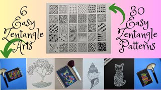 30 Easy Zentangle Patterns for beginners  6 Easy Zentangle Arts for beginners  Scratch Art [upl. by Latsyrhk]