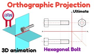 How to Draw a Hexagonal Bolt Orthographic Projection Tutorial [upl. by Naval508]