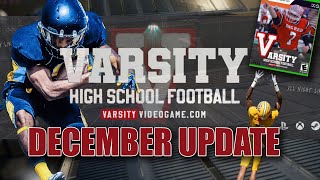 Varsity high school football video game December DEV UPDATE [upl. by Ira237]