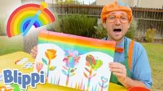 Blippi Creates Spin Art amp Paints  Learns Rainbow Colors For Kids  Educational Videos For Toddlers [upl. by Schapira392]