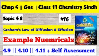 Grahams Law of Diffusion amp Effusion  Example 49  410  411 Solution  Chap 4 Gases  Class 11 [upl. by Nav108]