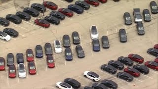 Hundreds Of Teslas Are Piling Up at Mall Parking Lot [upl. by Aneehsit258]