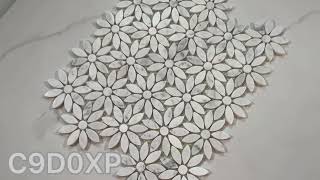 Marble Online  Carrara White Marble Daisy Flower Pattern Mosaic Tile Polished [upl. by Dania75]