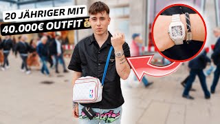 20 JÄHRIGES RICH KID mit 40000€ OUTFIT🔥💰 WIE VIEL IST DEIN OUTFIT WERT  MAHAN [upl. by Annahgiel]