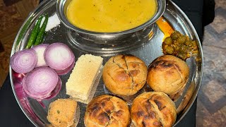 Eating Dal Bati With Milkcake  Dal Baati Churma Recipe  राजस्थानी दाल बाटी चूरमा बनाने की विधि। [upl. by Ditter]