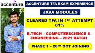 Accenture TFA Experience Java Modules  Cleared TFA In 1st Attempt  Accenture Interview Experience [upl. by Akiehs876]