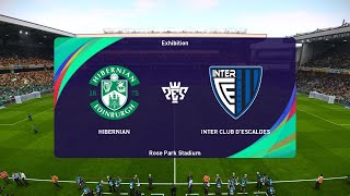 Hibernian vs Inter Club dEscaldes 03082023 UEFA Europa Conference League PES 2021 [upl. by Kakalina]