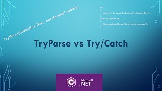 TryParse vs TryCatch in C [upl. by Annot]