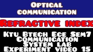 Refractive index measurement refractive index of Optical fiber  Optical fiber communicationglass [upl. by Ilyse]