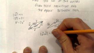 FIND THE SUM OF TWO VECTORS GIVEN THEIR MAGNITUDE AND THE ANGLE BETWEEN THEM [upl. by Patterman]