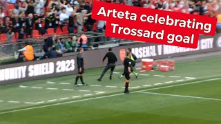 Arteta and Guardiola reaction to Trossard goal vs Man City [upl. by Annayi]