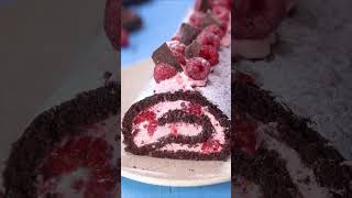 Chocolate Raspberry Cake Roll shorts raspberrydessert raspberry cakeroll [upl. by Major]