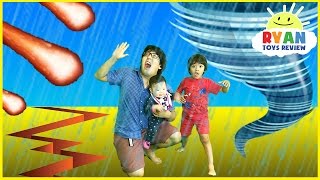 NATURAL DISASTER SURVIVAL Family Fun Kids Pretend Playtime Ryan ToysReview [upl. by Yeloc]