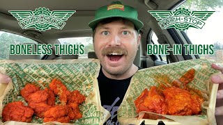 Wingstop NEW Thighs  Bone In and Boneless Thighstop Review [upl. by Adnahsor199]