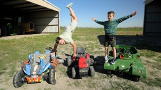 Playing with Tractors and Kids Tank on the farm compilation  Tractors for kids [upl. by Arualana]