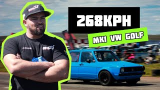 Mk1 VW Golf does 268kph half mile drag race [upl. by Lunnete]