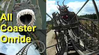 Heide Park alle Achterbahnen onride POV – All Roller Coaster Heidepark POV onride  Colossos  Krake [upl. by Nelyag]