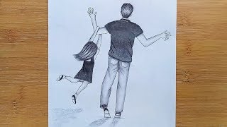 How to draw Fathers Day drawing with pencil sketch [upl. by Elleyoj]