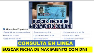 COMO BUSCAR FECHA DE NACIMIENTO CON NUMERO DE DNI EN LA RENIEC [upl. by Aitsirt]