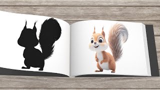 Preschool Book Learning Animal  Squirrel Scorpion Deer Bat Wolf Bee Platypus Gorilla Swan Giraffe [upl. by Stempien]