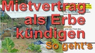 Als Erbe wirksam Mietvertrag kündigen § 564 BGB  So gehts  Mustertext  Immobooksde [upl. by Lletnom]