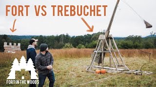 HUGE Backyard DIY Trebuchet Project  Test Fire  Destroy Fort  Fort in the Woods [upl. by Haletky]